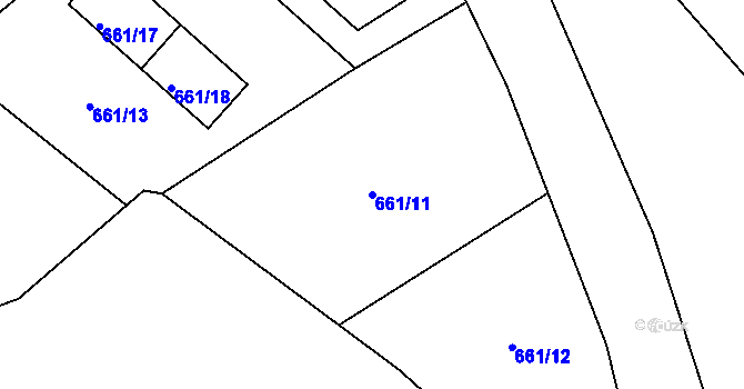Parcela st. 661/11 v KÚ Svatava, Katastrální mapa
