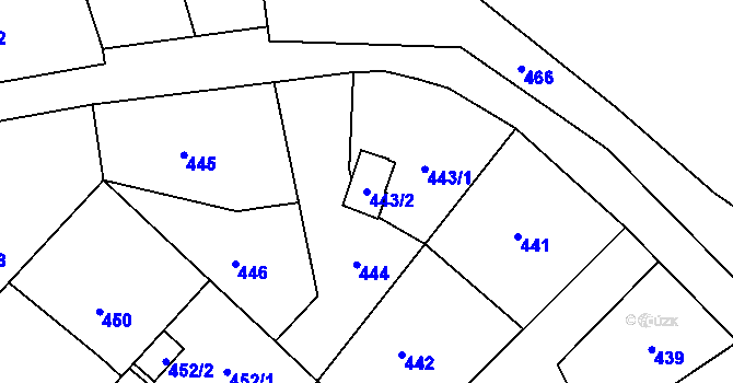 Parcela st. 443/2 v KÚ Svatava, Katastrální mapa