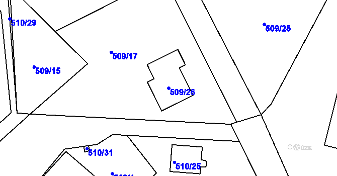 Parcela st. 509/26 v KÚ Svatava, Katastrální mapa