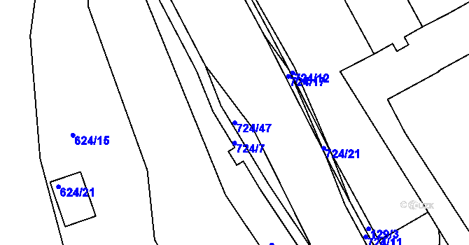 Parcela st. 724/47 v KÚ Svatava, Katastrální mapa