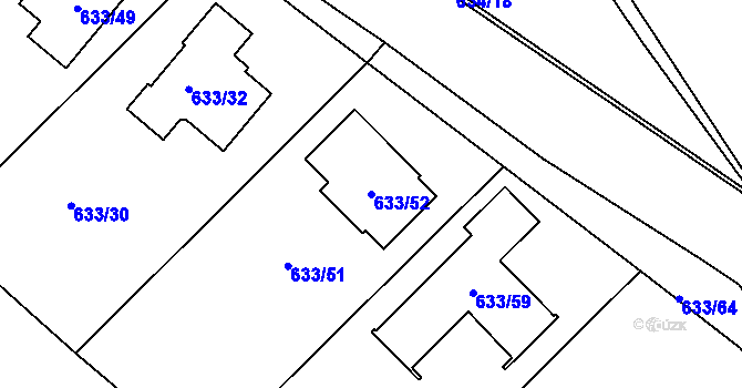 Parcela st. 633/52 v KÚ Svatava, Katastrální mapa