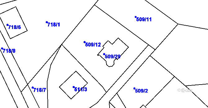 Parcela st. 509/29 v KÚ Svatava, Katastrální mapa