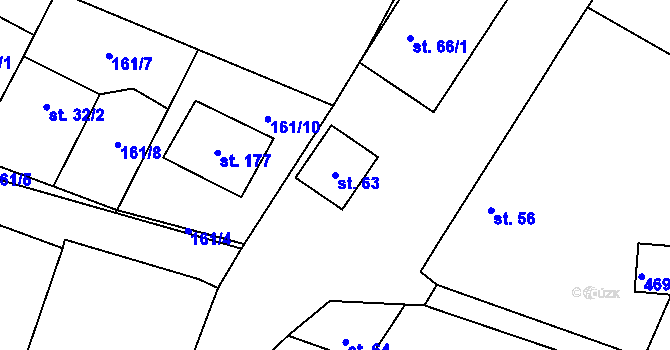 Parcela st. 63 v KÚ Svaté Pole, Katastrální mapa