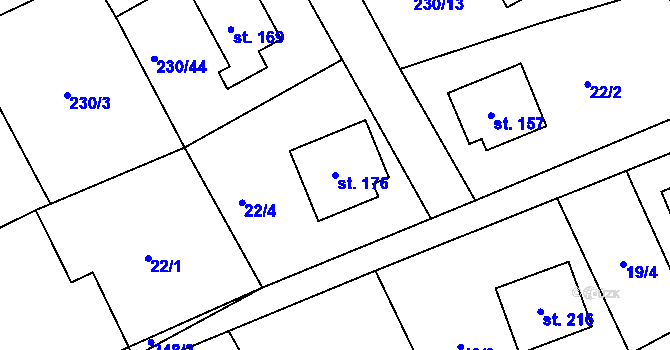 Parcela st. 176 v KÚ Svaté Pole, Katastrální mapa