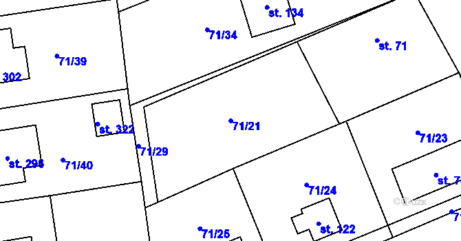 Parcela st. 71/21 v KÚ Svaté Pole, Katastrální mapa