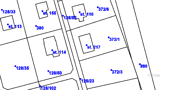 Parcela st. 217 v KÚ Svaté Pole, Katastrální mapa