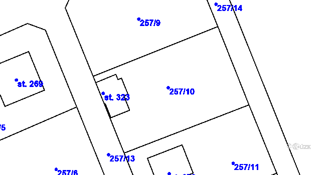 Parcela st. 257/10 v KÚ Svaté Pole, Katastrální mapa