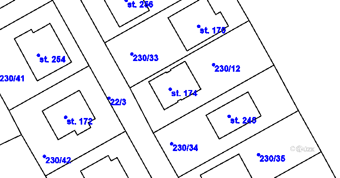 Parcela st. 174 v KÚ Svaté Pole, Katastrální mapa