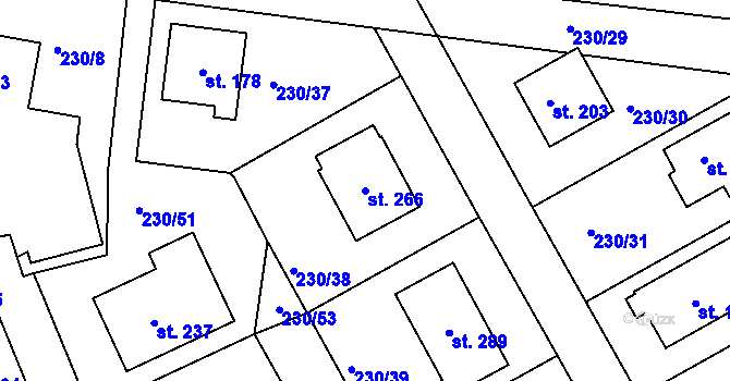 Parcela st. 266 v KÚ Svaté Pole, Katastrální mapa