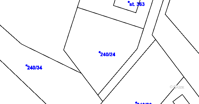 Parcela st. 240/24 v KÚ Svaté Pole, Katastrální mapa