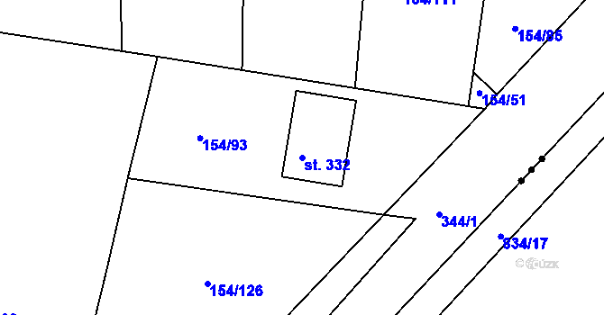 Parcela st. 332 v KÚ Svaté Pole, Katastrální mapa