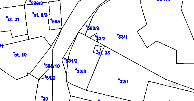 Parcela st. 33 v KÚ Rakov u Svatkovic, Katastrální mapa