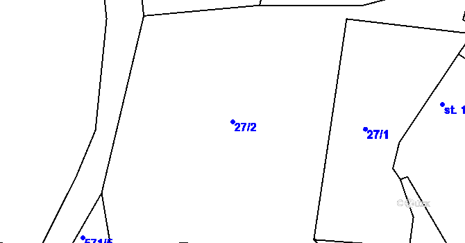 Parcela st. 27/2 v KÚ Rakov u Svatkovic, Katastrální mapa