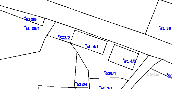 Parcela st. 4/1 v KÚ Svatkovice, Katastrální mapa