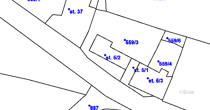Parcela st. 5/2 v KÚ Svatkovice, Katastrální mapa