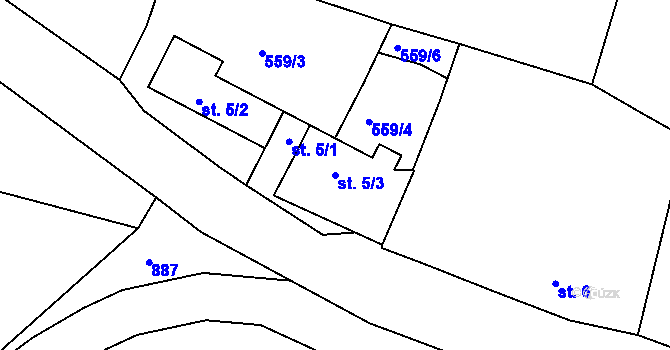 Parcela st. 5/3 v KÚ Svatkovice, Katastrální mapa