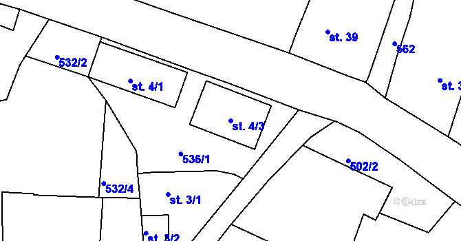 Parcela st. 4/3 v KÚ Svatkovice, Katastrální mapa