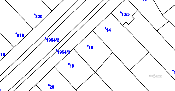 Parcela st. 16 v KÚ Mistřín, Katastrální mapa