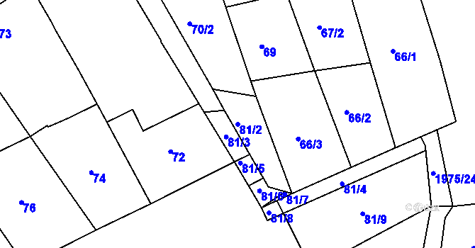 Parcela st. 81/2 v KÚ Mistřín, Katastrální mapa