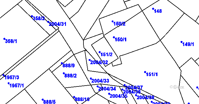 Parcela st. 151/2 v KÚ Mistřín, Katastrální mapa