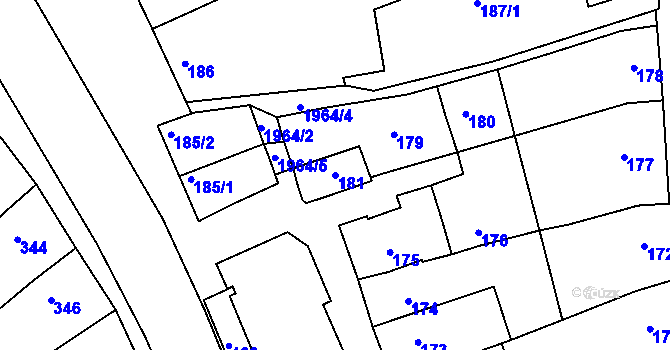 Parcela st. 181 v KÚ Mistřín, Katastrální mapa