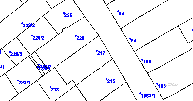 Parcela st. 217 v KÚ Mistřín, Katastrální mapa