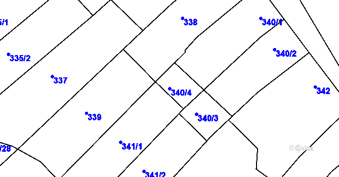 Parcela st. 340/4 v KÚ Mistřín, Katastrální mapa