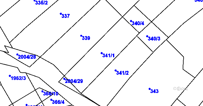 Parcela st. 341/1 v KÚ Mistřín, Katastrální mapa