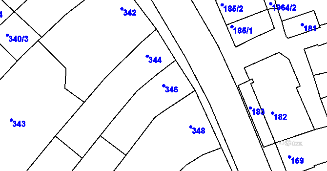 Parcela st. 346 v KÚ Mistřín, Katastrální mapa