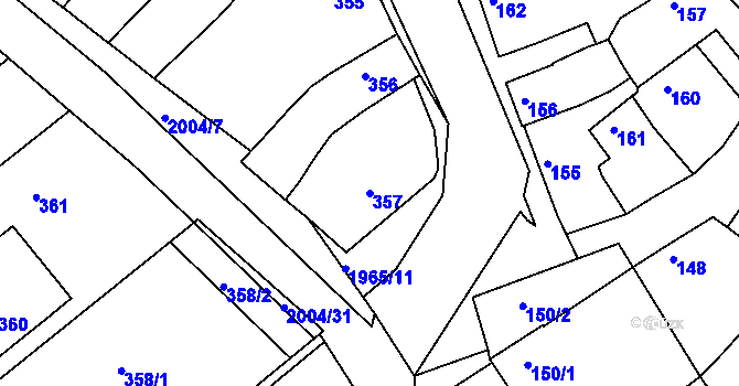 Parcela st. 357 v KÚ Mistřín, Katastrální mapa