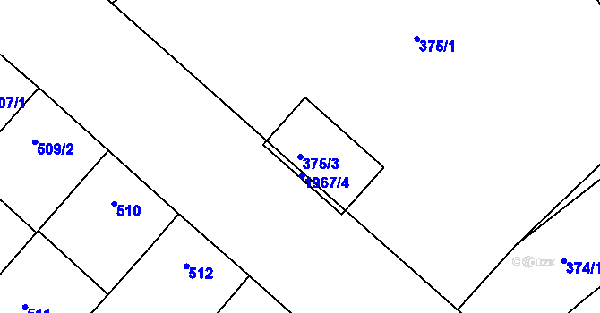 Parcela st. 375/3 v KÚ Mistřín, Katastrální mapa