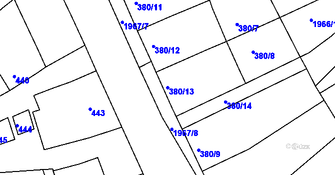 Parcela st. 380/13 v KÚ Mistřín, Katastrální mapa