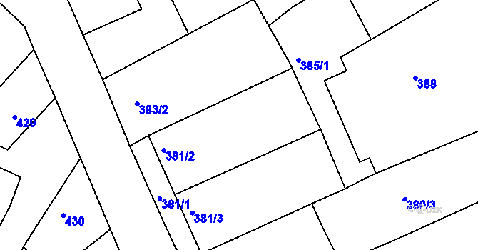 Parcela st. 381/4 v KÚ Mistřín, Katastrální mapa