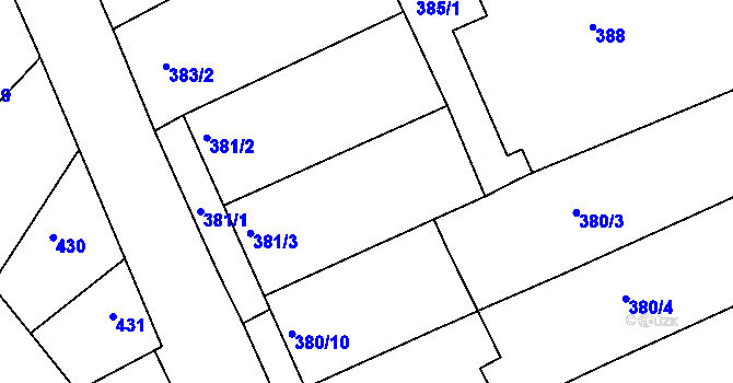 Parcela st. 381/5 v KÚ Mistřín, Katastrální mapa