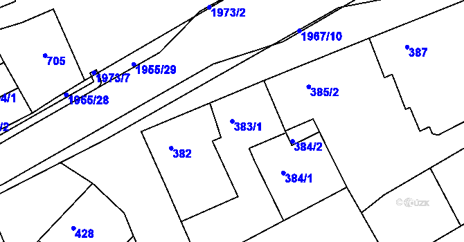 Parcela st. 383/1 v KÚ Mistřín, Katastrální mapa