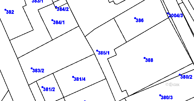 Parcela st. 385/1 v KÚ Mistřín, Katastrální mapa