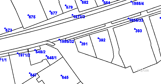 Parcela st. 391 v KÚ Mistřín, Katastrální mapa