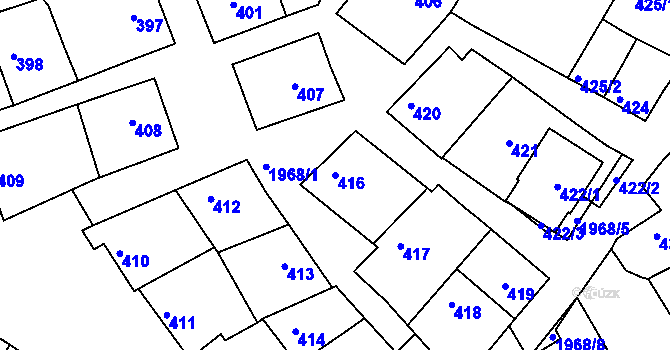 Parcela st. 416 v KÚ Mistřín, Katastrální mapa