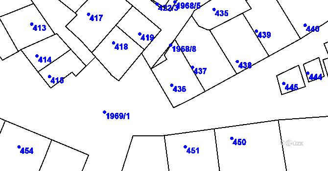 Parcela st. 436 v KÚ Mistřín, Katastrální mapa