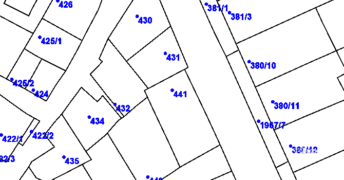 Parcela st. 441 v KÚ Mistřín, Katastrální mapa