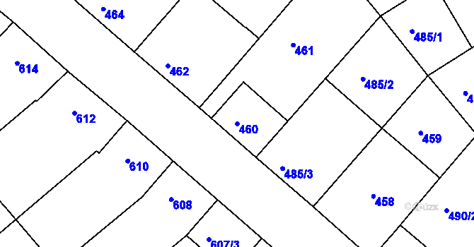Parcela st. 460 v KÚ Mistřín, Katastrální mapa