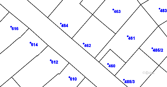 Parcela st. 462 v KÚ Mistřín, Katastrální mapa