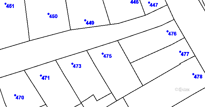 Parcela st. 475 v KÚ Mistřín, Katastrální mapa
