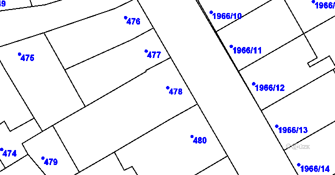 Parcela st. 478 v KÚ Mistřín, Katastrální mapa