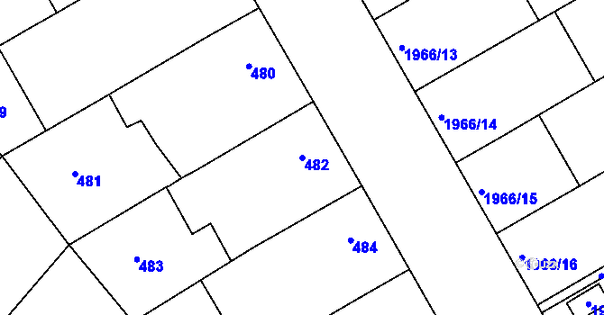 Parcela st. 482 v KÚ Mistřín, Katastrální mapa