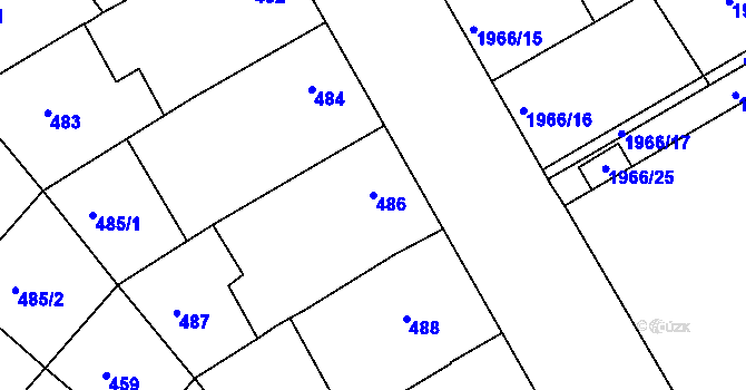 Parcela st. 486 v KÚ Mistřín, Katastrální mapa