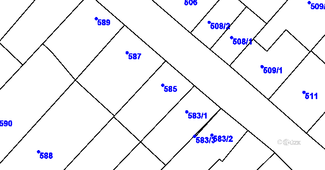Parcela st. 585 v KÚ Mistřín, Katastrální mapa