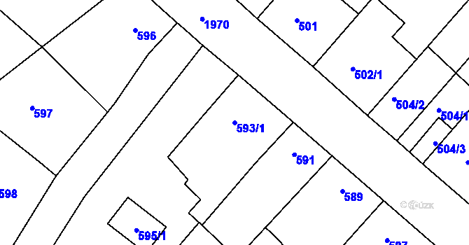 Parcela st. 593/1 v KÚ Mistřín, Katastrální mapa