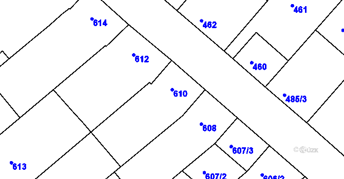 Parcela st. 610 v KÚ Mistřín, Katastrální mapa