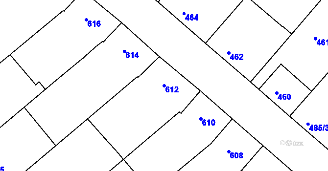 Parcela st. 612 v KÚ Mistřín, Katastrální mapa